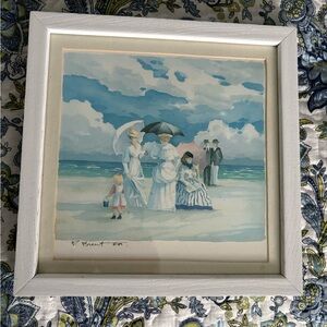 Framed Beach Scene Art Print 10”x10”